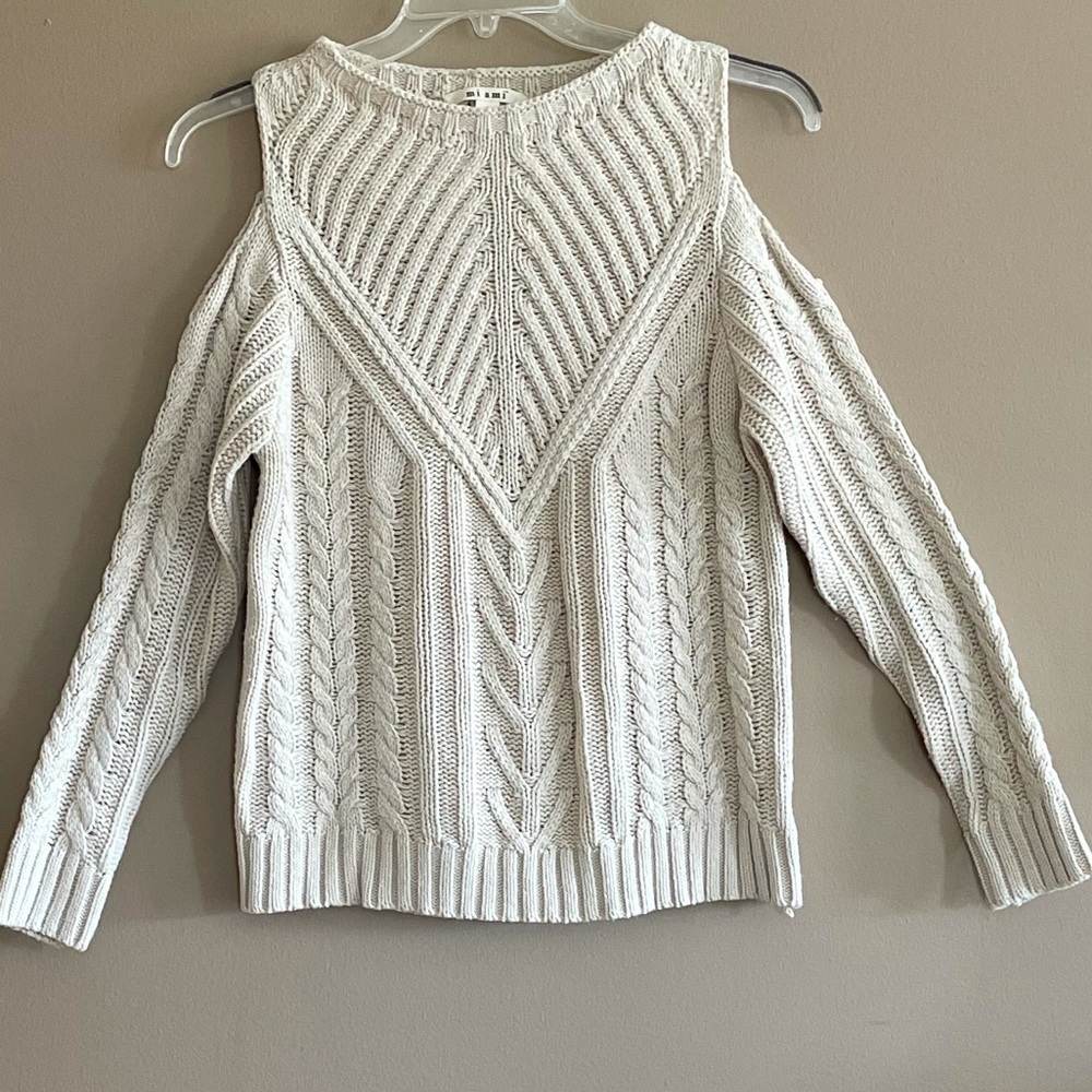 Miami Open Shoulder Cream Cable Knit Sweater. Size S - Picture 1 of 9